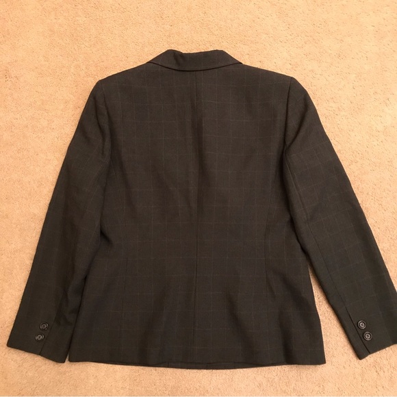 Kasper Womens Dark Grey Blazer Size 12 Large Checker Pinstripe Professional - Picture 3 of 10